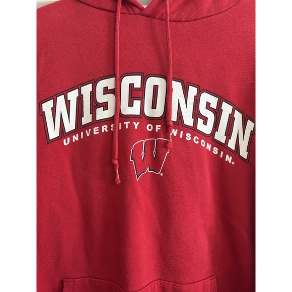 Vintage‎ Wisconsin Badgers Sleeve Graphic Spell Out Hoodie Sweatshirt Size Large - Picture 3 of 6